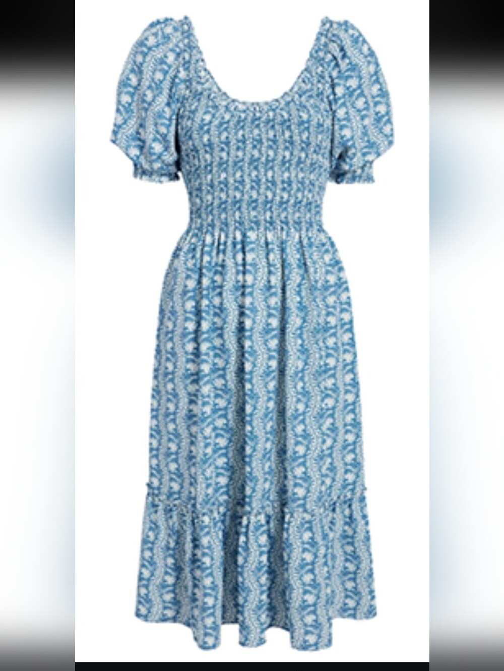 NWOT Hill House Home The Louisa Nap Dress Blue Trailing Vine  Crepe Sz Small
